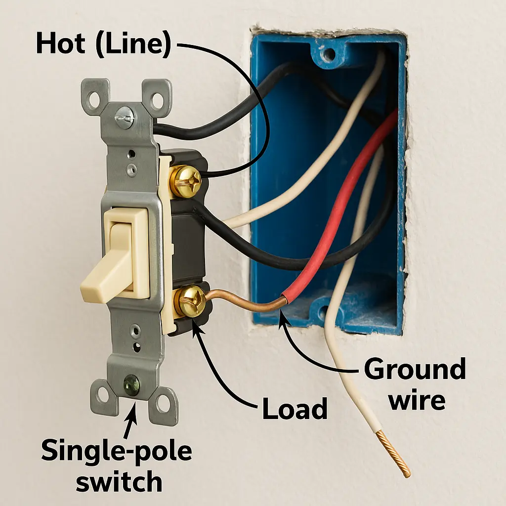 How to Wire a Light Switch 1 Single-pole light switch wiring diagram and internal components